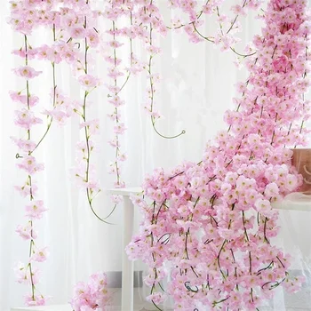 1,8 m Sakura Rotango Aukštos Modeliavimas 1,8 m Cherry Blossom Dirbtinių Gėlių Pintais Vestuvių Gėlių Sienos