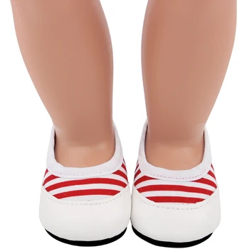 18 Colių Mergaičių Lėlės Batai Balta Paprasta Raudona Juostele Batai Amerikos Naujagimiui Žaislai Tinkami 43 Cm Kūdikių Lėlės s70