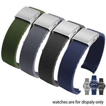 Atsparus vandeniui Slicone watchband 21mm juoda mėlyna juosta su lankstymo sagtimi už Longines L3.742/644 serija žiūrėti priedai