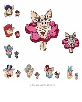 DD 1 Komplektas(2VNT) Animacinių filmų Kiaulių Išsiuvinėti Geležies Lopai Drabužius, Juokingi Gyvūnai, Siuvinėjimas, Aplikacijos 